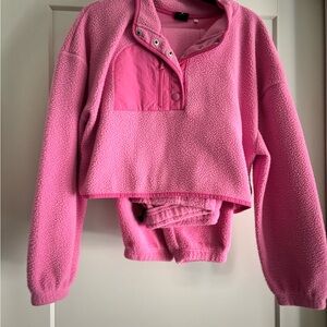 PacSun Vibrant Pink Fleece Jacket and Jogger SET